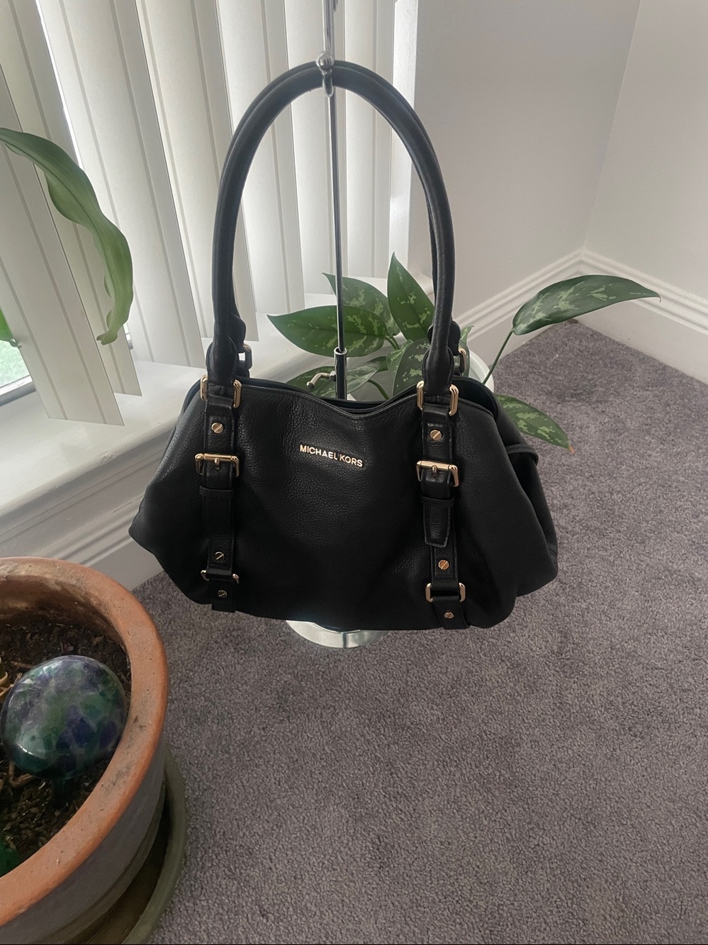 MICHAEL Michael Kors Black Leather Satchel